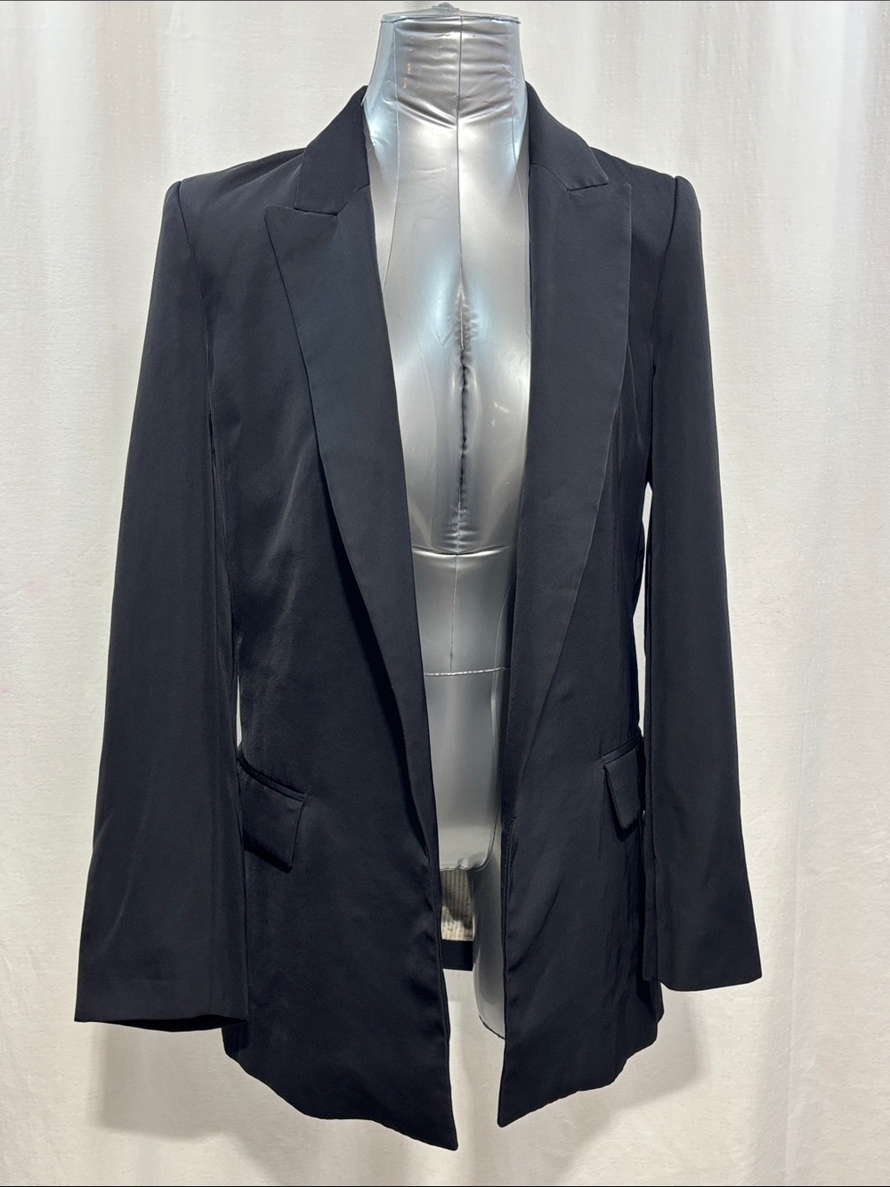 Zara Black Women's Longline Tailored Blazer XS oversize trendy work party chic
